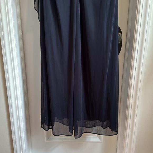 XSCAPE Lana V-Neck Beaded Flutter Sleeve Navy Gown NWT - Picture 13 of 14